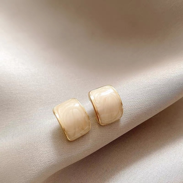 S925銀針｜畫釉金邊耳環