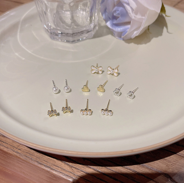 S925銀針｜蝴蝶結愛心養耳組（12件套）