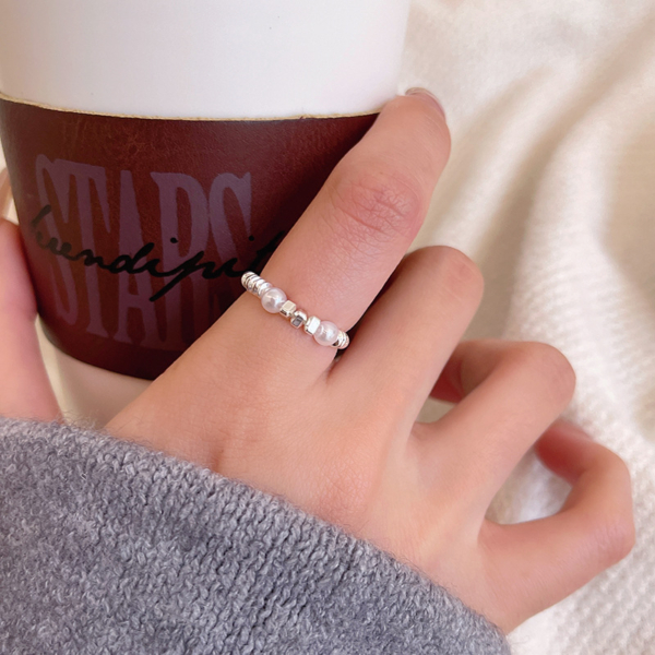 珍珠小碎石不規則戒指