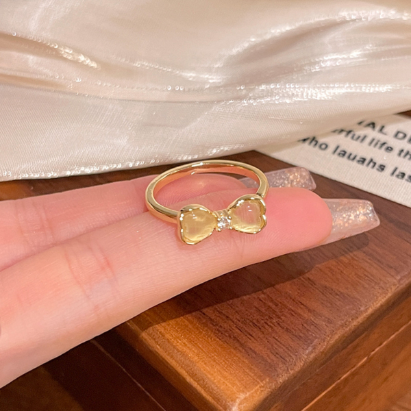 蝴蝶結貓眼石可調式戒指