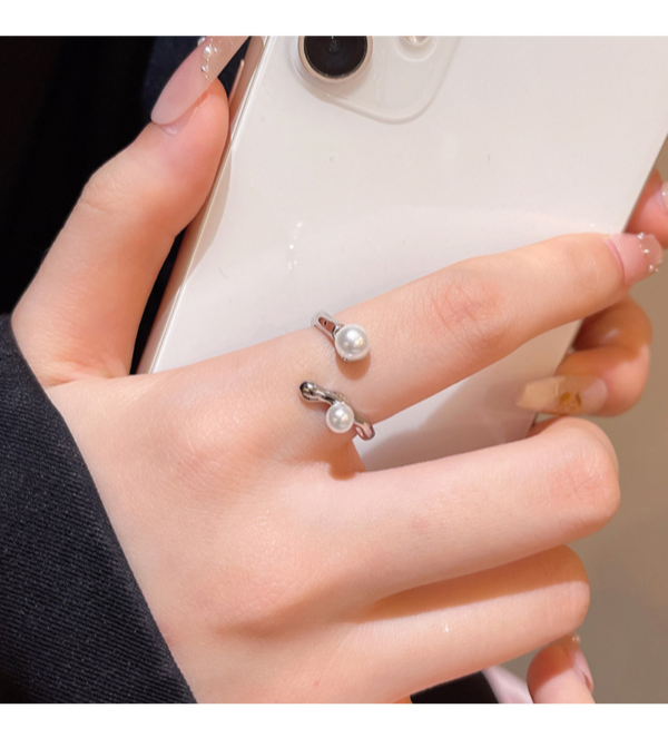 輕奢感珍珠不規則戒指（雙珍珠款）