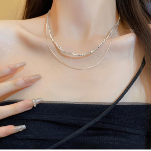 雙層疊戴碎銀鎖骨鍊