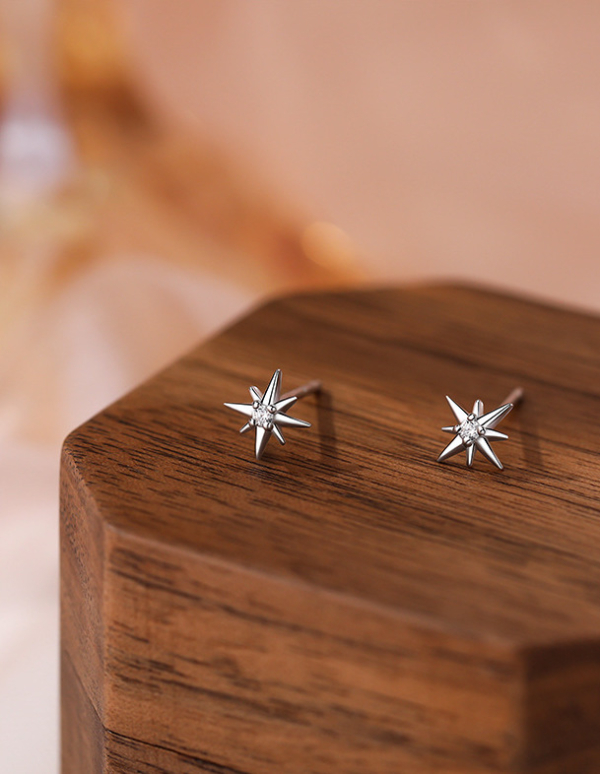 S999純銀｜八芒星耳環