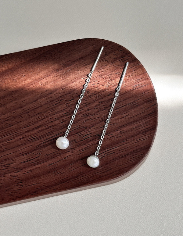 S999純銀｜珍珠耳線耳環