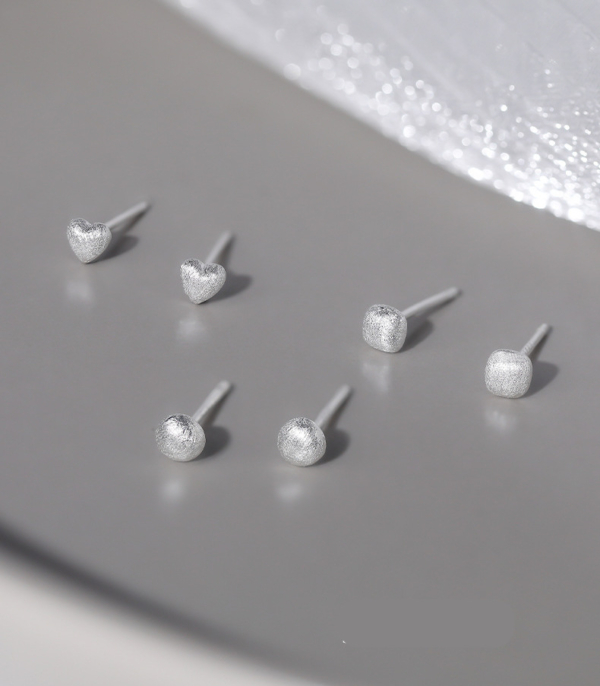 S999純銀｜簡約磨砂耳環