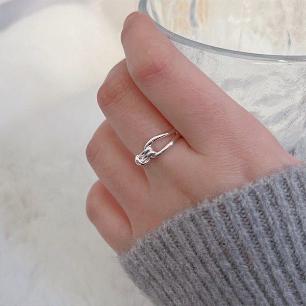 雙結繩線條可調式戒指