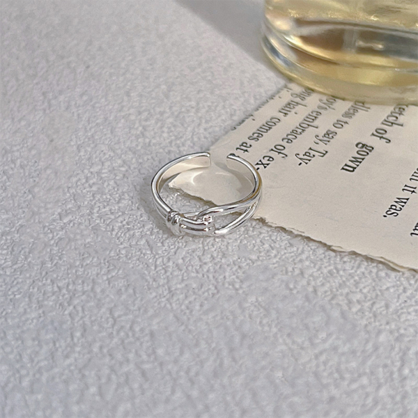 雙結繩線條可調式戒指