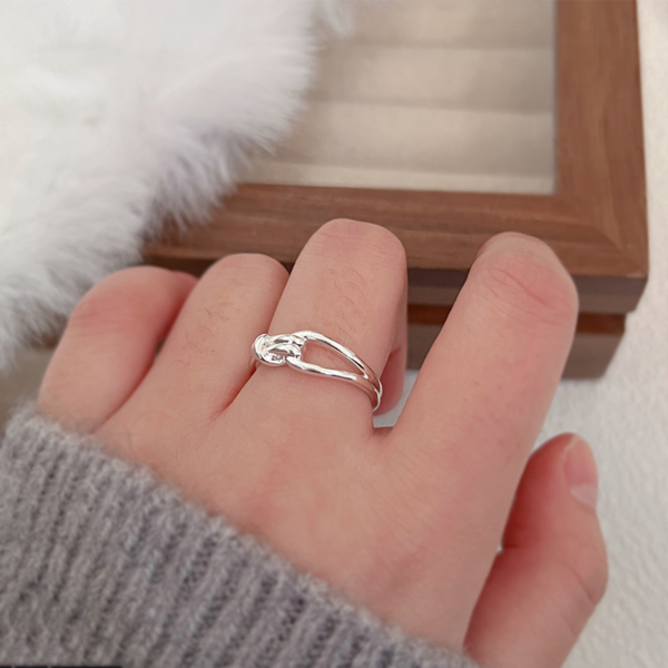 雙結繩線條可調式戒指