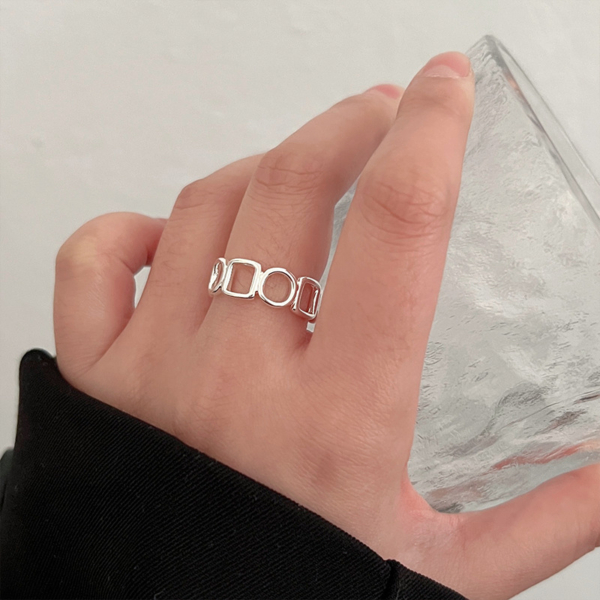 方圓鏤空線條可調式戒指