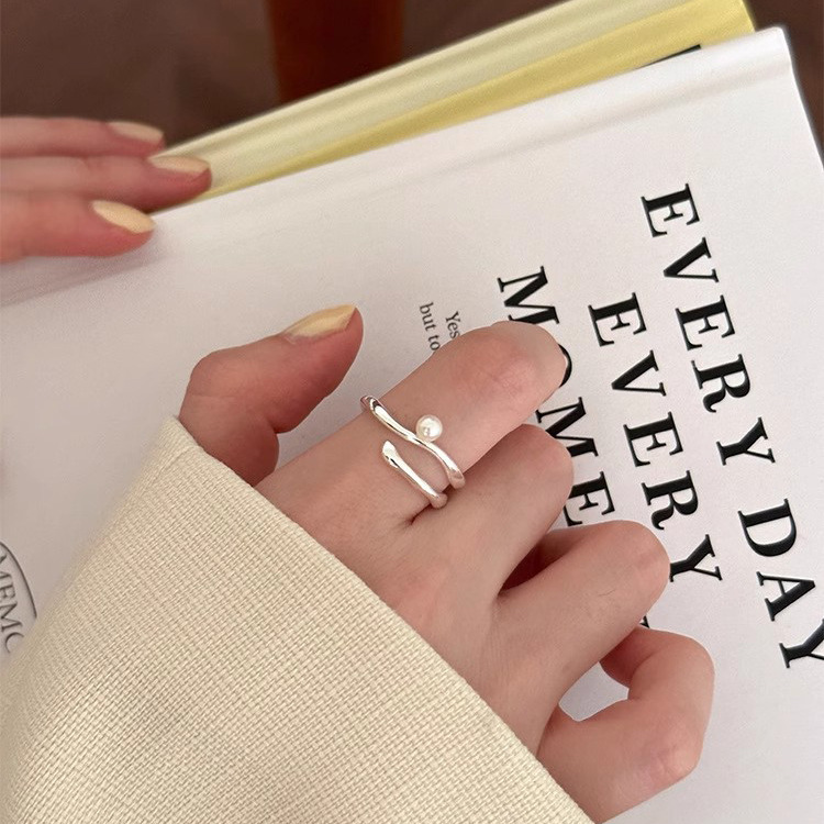 珍珠流線可調式戒指