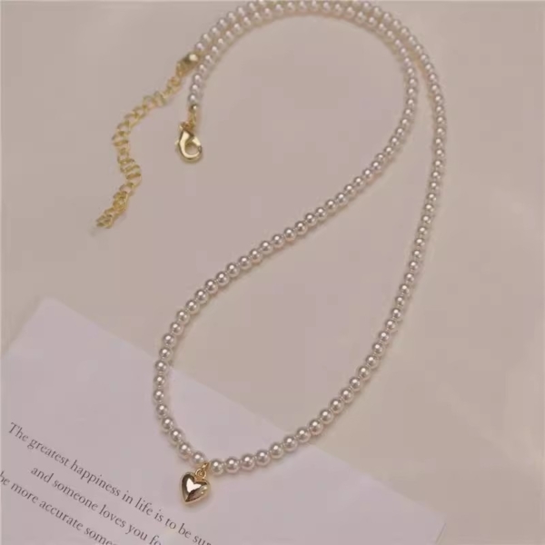 珍珠愛心鎖骨鍊