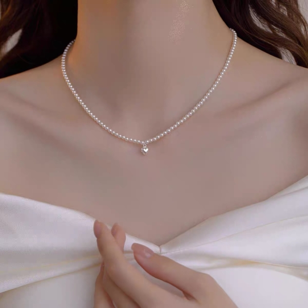 珍珠愛心鎖骨鍊