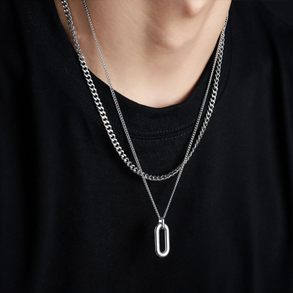 鈦鋼｜雙層疊戴鎖骨鍊
