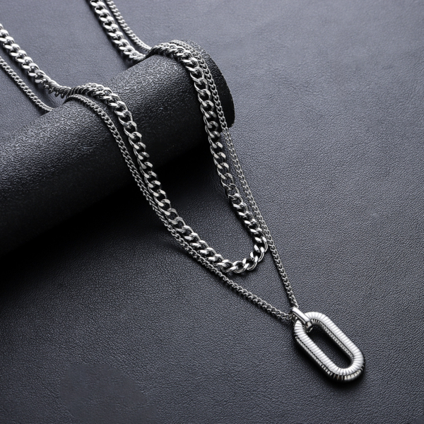 鈦鋼｜雙層疊戴鎖骨鍊