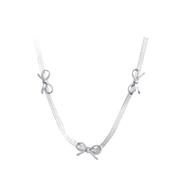 鈦鋼｜蝴蝶結蛇骨鎖骨鏈