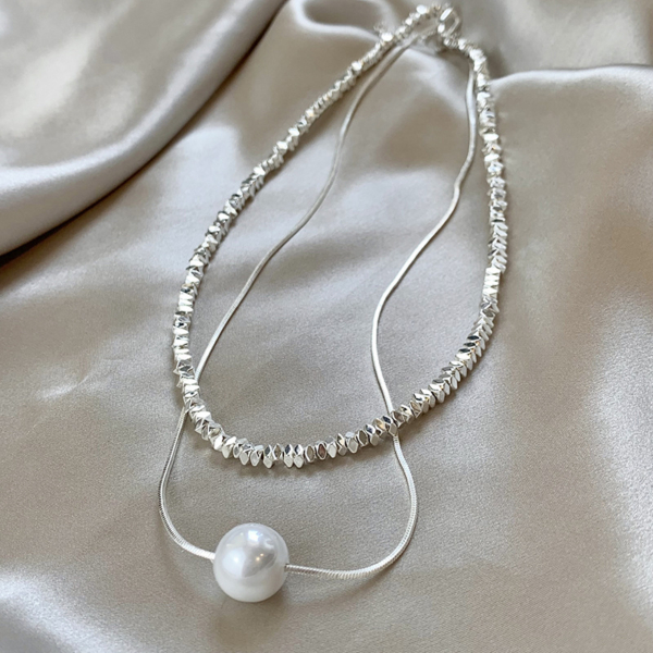 小碎銀珍珠雙層項鍊