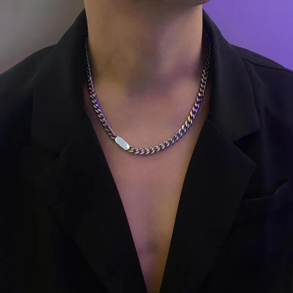 鈦鋼｜金屬方牌項鍊