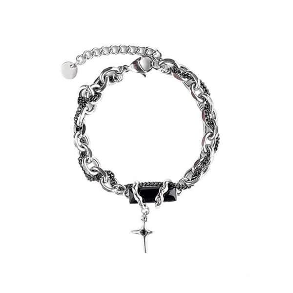 鈦鋼｜荊棘拚接星芒手鍊